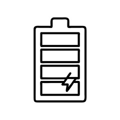 Battery storage unit icon with charging symbol in minimalist design  