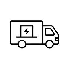 Electric delivery truck with lightning symbol for energy source  