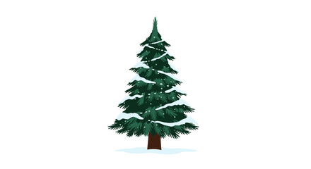 Fototapeta premium A beautifully decorated evergreen tree covered in freshly fallen snow