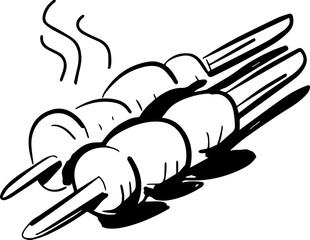 meat satay lineart vector
