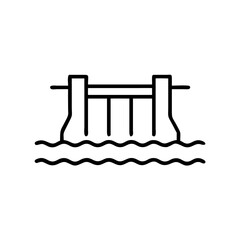 Hydroelectric dam illustration with water waves below  