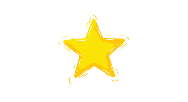 A bright yellow star with a brush stroke effect and glowing outline. .