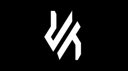 Obraz premium Modern abstract graphic design element in black and white, featuring a stylized geometric symbol for contemporary branding or digital media.