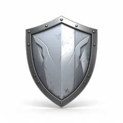 Metallic shield with embossed chevron design, centered