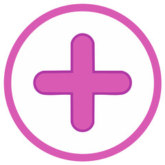 Fototapeta premium Add Button Icon - Pink Cross Sign in a Circle - Plus Symbol