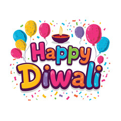 Cultural Icon Style Happy Diwali Typography with Diya, Sweets, Rangoli and Firecracker Vector Illustration HAPPY DIWALI 2025