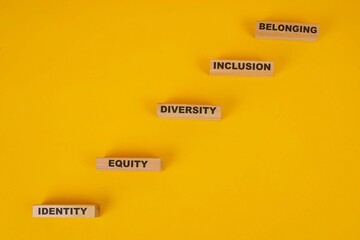 Identity, Equity, Diversity, Inclusion, And Belonging Words On Wooden Blocks