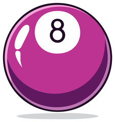Obraz premium Illustration of a Purple Eight Ball for Billiards or Pool Games with Number 8 Spot Design