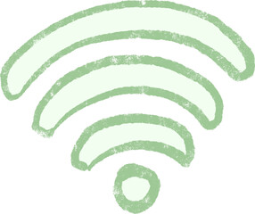 Hand Drawn WiFi Icon – Pastel Green Wireless Internet Connection Symbol Illustration