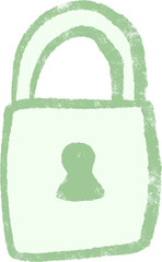 Hand Drawn Lock Icon – Pastel Green Security and Privacy Symbol Illustration