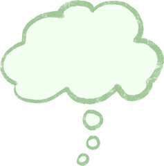 Hand Drawn Thought Bubble Icon – Pastel Green Thinking and Idea Symbol Illustration