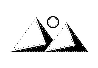 Black pyramid triangle with circle sun dotl ine outline icon vector design