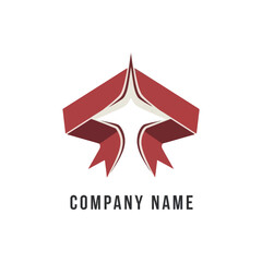 Obraz premium Abstract Red Ribbon Arrow Logo Design for Company Branding.