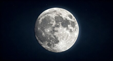 Fototapeta premium A detailed view of the full moon against a dark sky, showcasing its craters and surface textures.