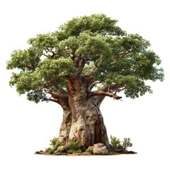 Majestic baobab tree realistic rendering isolated on natural beauty