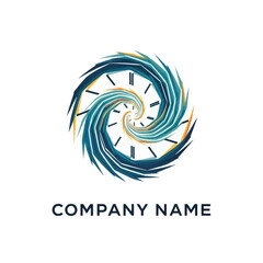 Naklejka premium Abstract Time Spiral Logo Design with Blue and Gold Accents.