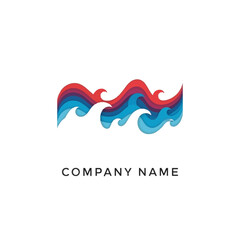 Obraz premium Abstract Waves with Red and Blue Layers for Company Logo Design.