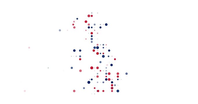 Flying circles abstractly forming map of United Kingdom