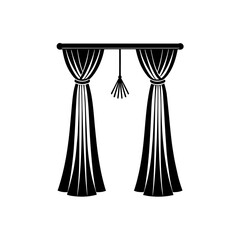 elegant floor length curtains tied back with tasse