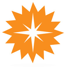 Obraz premium Orange starburst logo design graphic element with pointed shapes and star shape.