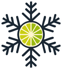 Fototapeta premium Lime Snowflake Icon for Winter Season Theme or Festive Refreshment Concept