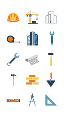 Construction Tools and Equipment Icons Set for Building and Renovation Projects.