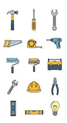 Construction Tools and Equipment Vector Illustration Set for DIY Projects.