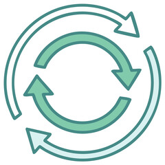Circular arrows illustrating process flow and recycle concept, isolated vector icon, infographic element
