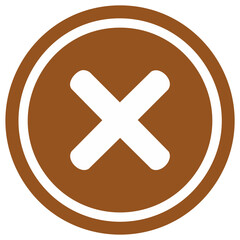 Obraz premium Simple flat vector icon of a close button with a white X cross in a brown circle
