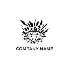 Diamond Shattering Logo Design with Sharp Fragments and Company Name.