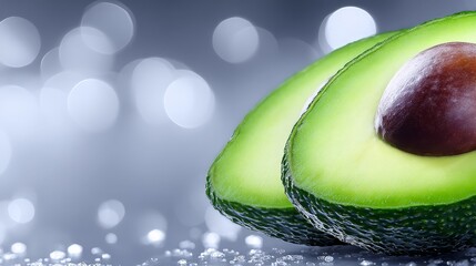 Fresh avocado half close up healthy food image healthy avocado half creamy texture rich in nutrients macro shot