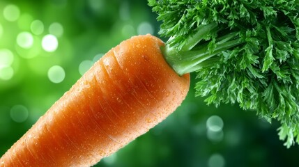 Healthy vibrant carrot against lush green backdrop nutritious orange carrot natural freshness vibrant greens