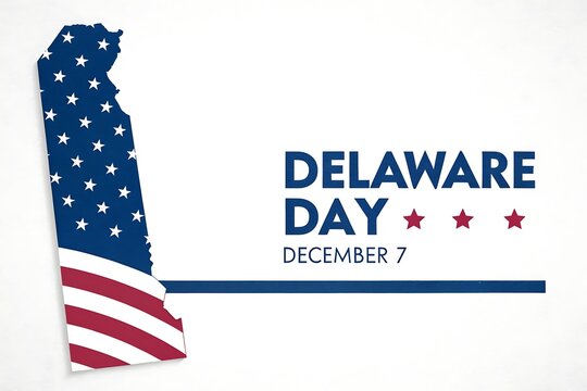 Delaware Day Celebration With American Flag Pattern And State Shape Silhouette, December 7
- Powered by Adobe