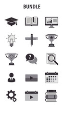 Educational Bundle - Icons for Learning, Knowledge, and Achievement.