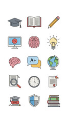 Education and Learning Icons - A Comprehensive Collection of Educational Symbols.