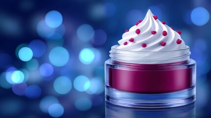 Delicious whipped cream jar sweet dessert indulgence fresh whipped cream in glass jar perfect for delightful treats