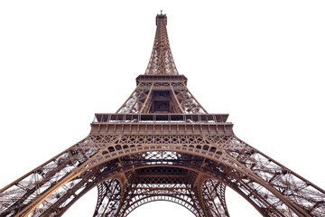 Eiffel Tower in Paris isolated on white or transparent background, png cut out