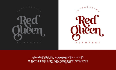 Red Queen decorative alphabet font with bold swirls and elegance, perfect for luxury branding, posters, and creative projects