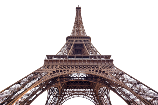 Eiffel Tower in Paris isolated on white or transparent background, png cut out