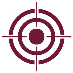 Abstract target symbol in maroon color on white background