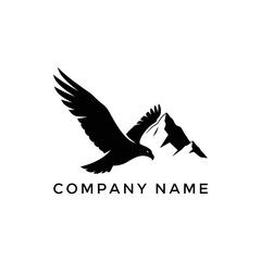 Majestic Eagle Soaring Past Mountain Peaks Logo Design.