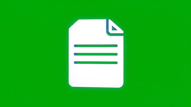 3 d animated document on a green screen background
