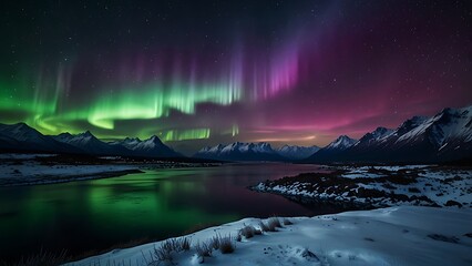 Ultrarealistic cinematic photo of the aurora borealis in the night sky