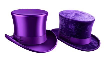 3D Purple Top Hat Duo isolated on transparent background