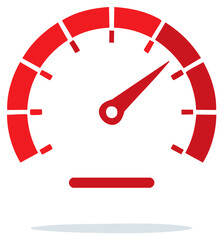 Red speedometer icon illustration