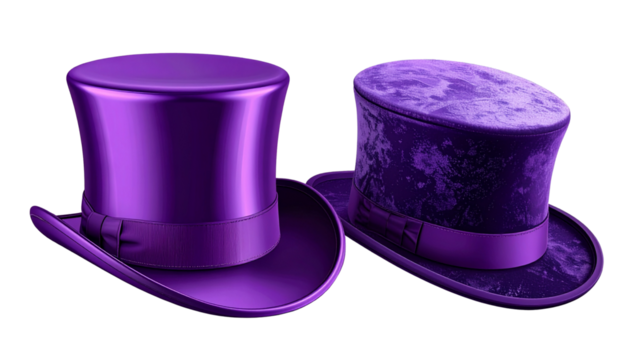  3D Purple Top Hat Duo isolated on transparent background