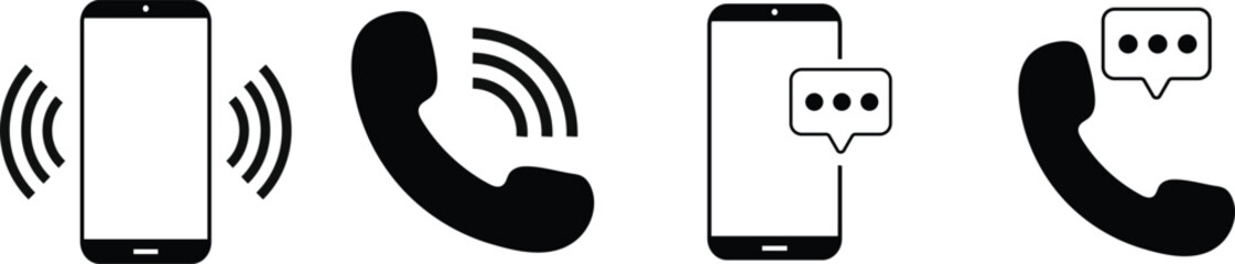 phone call icon. Telephone call signs.  ringing phone call. Cell phone. Contact us symbols. communication icons