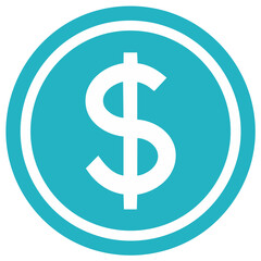 Obraz premium Dollar symbol illustration in a turquoise circle, financial concept.