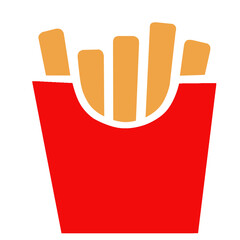 A graphic illustration of french fries in a red container on a white background in a simple style