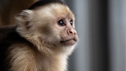 Captivating Profile of a Curious Capuchin Monkey in Natural Light